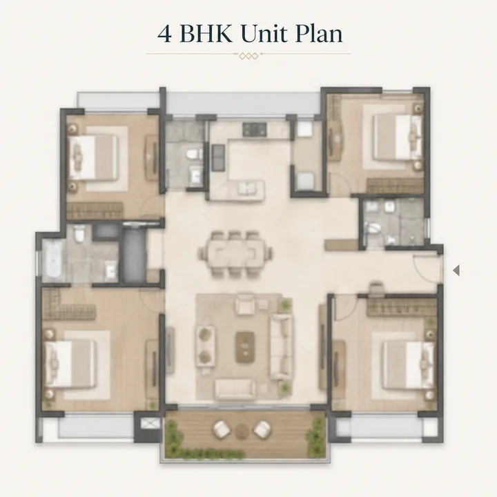 SNN Raj Azaleas 4 BHK apartment floor plan layout